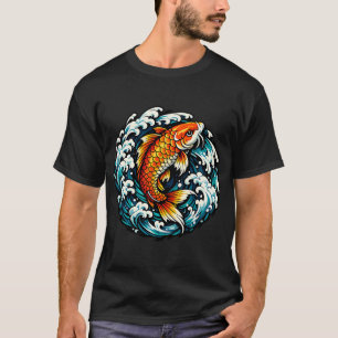 T-shirt Carpes koï dorées jaillissant des vagues