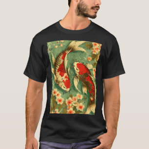 T-shirt Carpes Koi Japonaises Fleurs de Cerisier Sakura Ar