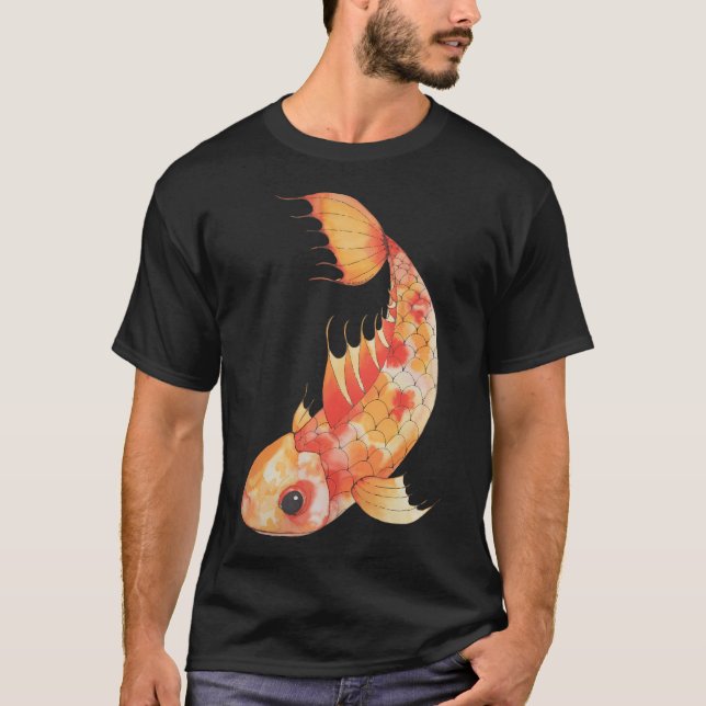 T-shirt Carpes koï nageantes orange et jaune (Devant)
