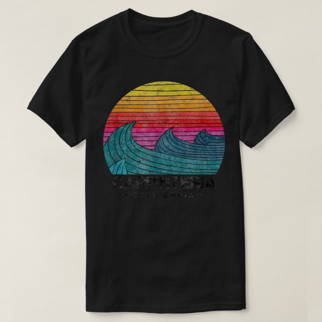 T-shirt Carpinteria Surf Waves Beach Retro Cali Sunset (Design devant)