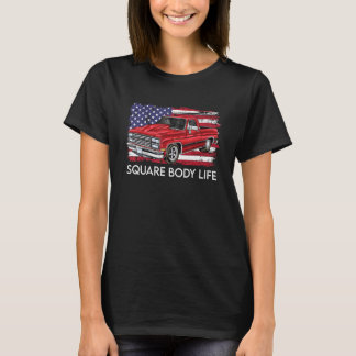 T-shirt Carré Body Vie Camion Squarebody American Drapeau