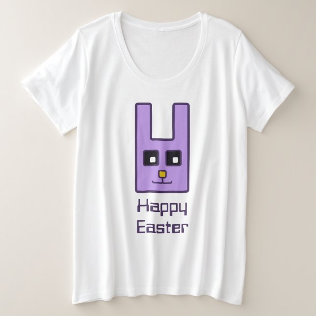 T-Shirt carré Bunny Pâques Plus Taille (Design devant)