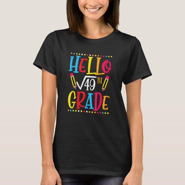 T-shirt carré de 7e année Racine de 49 Math Enseignant S (Devant)
