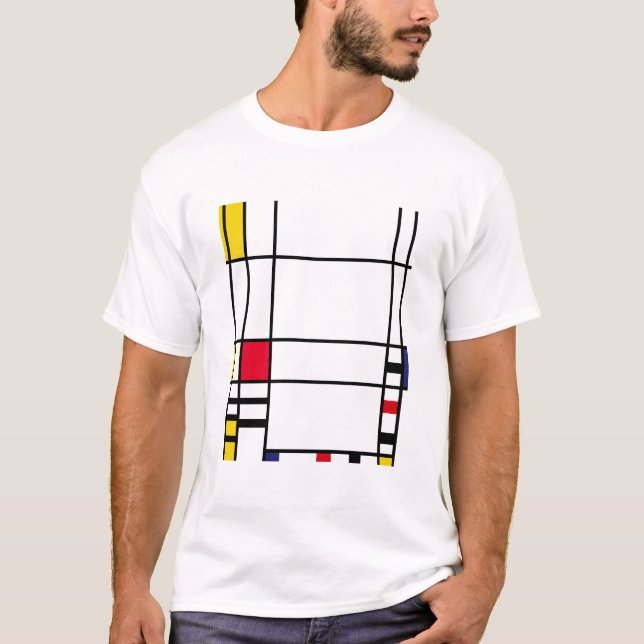 T-shirt Carré de Mondrian "Trafalgar " abstrait d'art (Devant)
