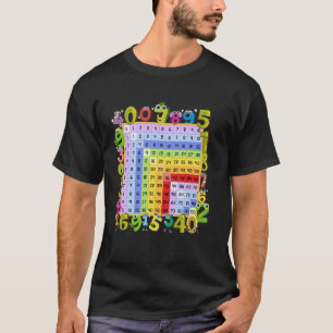 T-shirt Carré de multiplication des nombres de dinosaures 