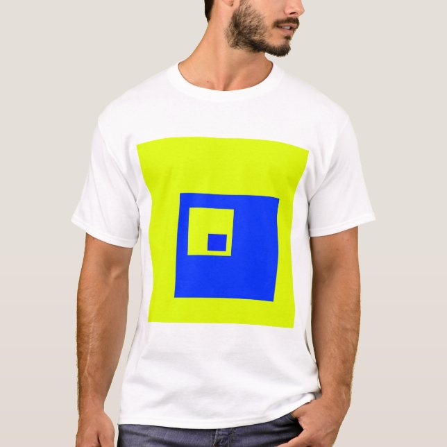 T-shirt Carré jaune et bleu (Devant)