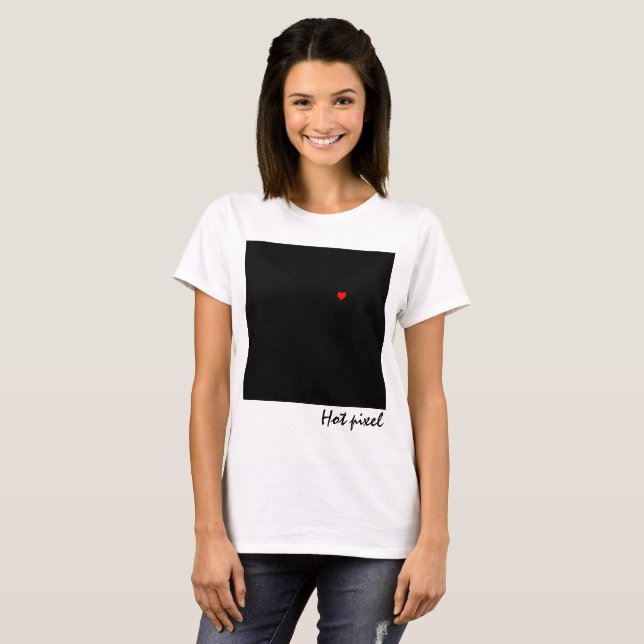 T-shirt Carré noir avec un pixel chaud drôle personnalisab (Devant entier)