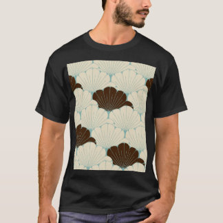 T-shirt Carreau de feuillage bleu de style japonais