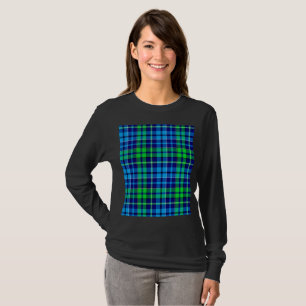 T-shirt Carreaux Bleus Et Verts Tartan Bleu Marine