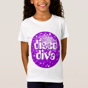 T-Shirt Carreaux de disco Pourpre 'disco diva filles ajust