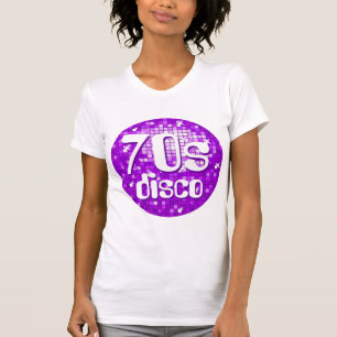 T-shirt Carreaux Disco violet 'les années 70 Disco' dames