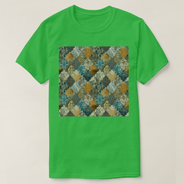 T-shirt Carreaux marocains Rouille Orange Bleu S (Design devant)