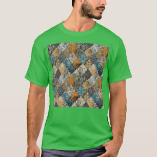 T-shirt Carreaux marocains Rouille Orange Bleu S