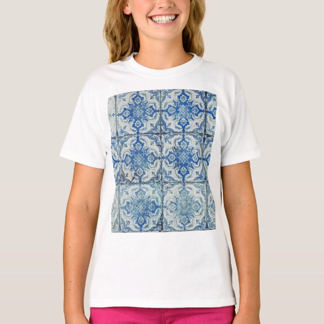 T-shirt Carreaux portugais Vintages Motif - Azulejo (Devant)
