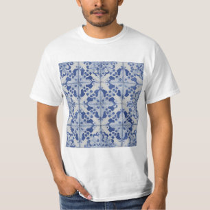 T-shirt Carrelage bleu et blanc portugais