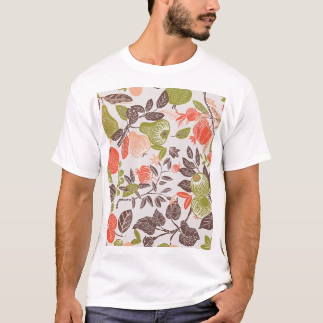 T-shirt Carrelage décoratif aux fruits d'automne. (Devant)