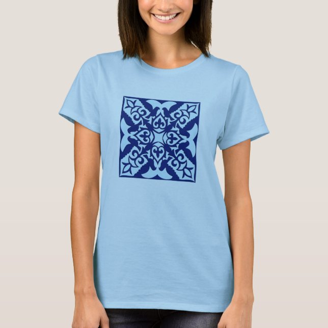T-shirt Carrelage marocain - bleu marine et bleu clair (Devant)