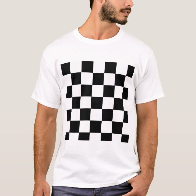 T-shirt Carrés Checkered noirs et blancs (Devant)