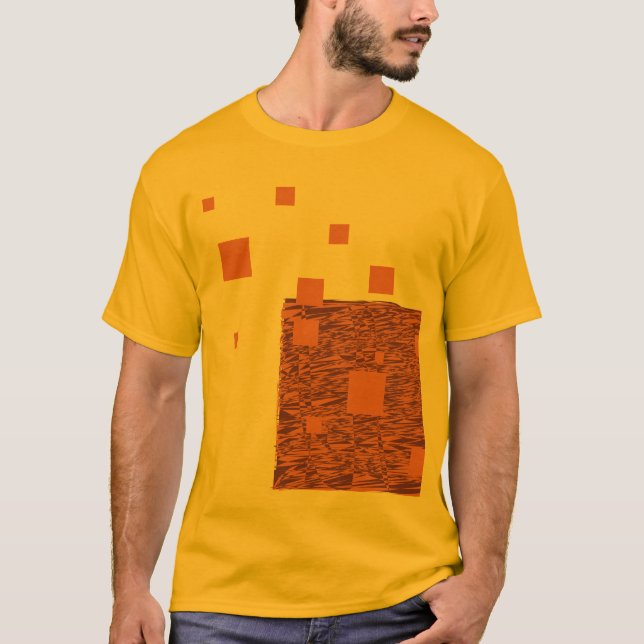 T-shirt Carrés orange flottent Brown Mesh Abstrait Artsy (Devant)