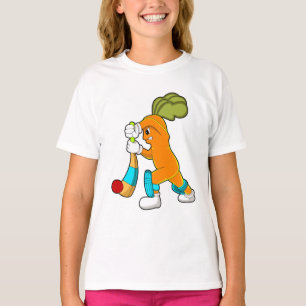 T-shirt Carrot at cricket with cricket bat
