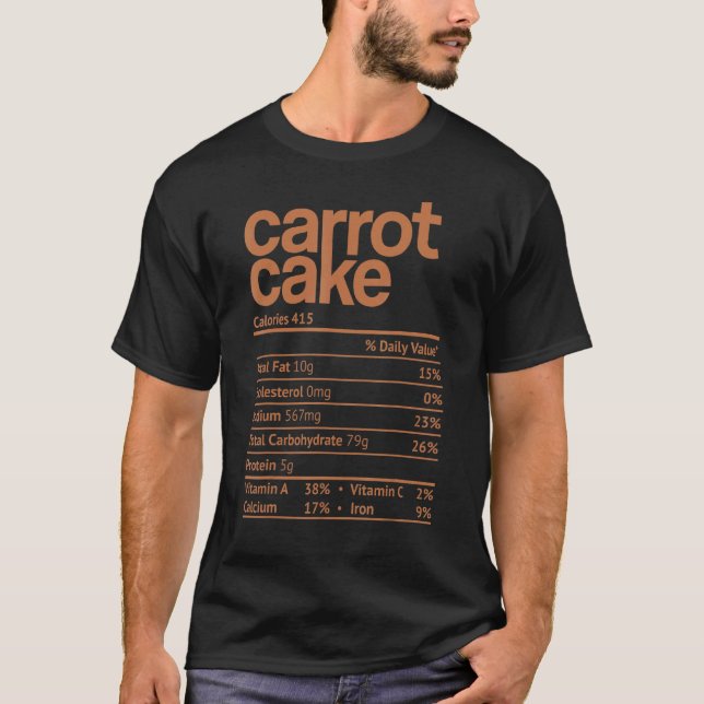 T-shirt Carrot Cake Nutrition Fact Thankgiving Noël (Devant)