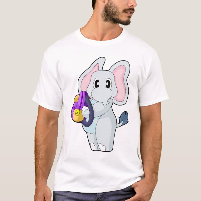 T-shirt Cartable Écolier Élève Éléphant (Devant)