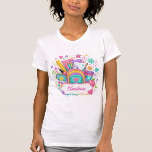 T-shirt Cartable Pailleté Fournitures Scolaires Rentrée Sc