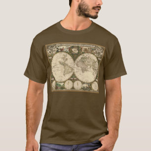 T-shirt Carte 1660 du monde d'antiquité par Frederick de
