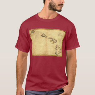 T-shirt Carte 1837 - îles d'Hawaï de cru hawaïennes
