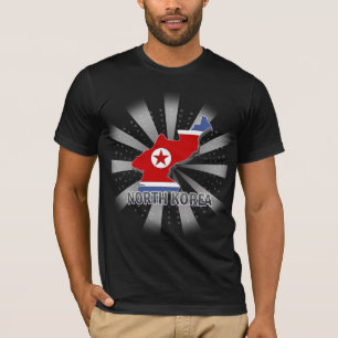T-shirt Carte 2,0 de drapeau de la Corée du Nord