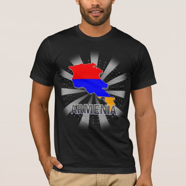 T-shirt Carte 2,0 de drapeau de l'Arménie (Devant)