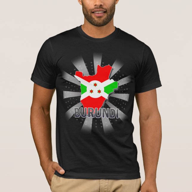 T-shirt Carte 2,0 de drapeau du Burundi (Devant)
