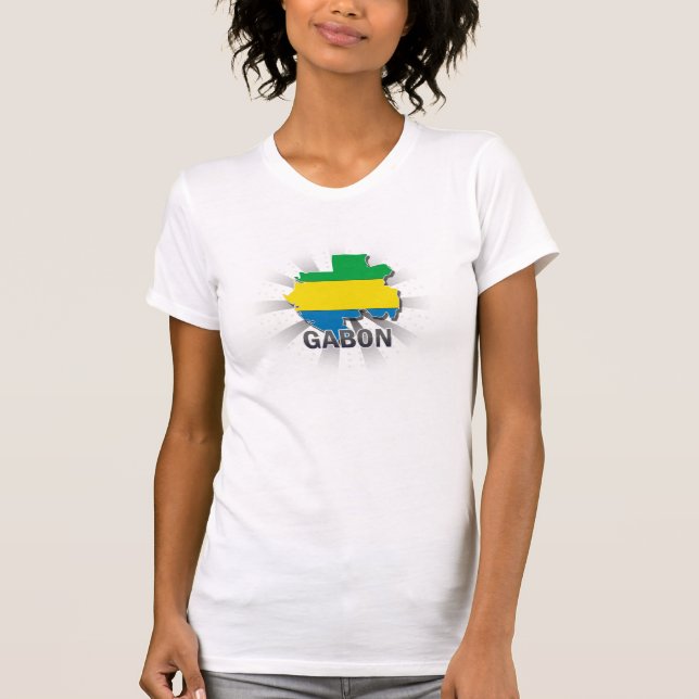 T-shirt Carte 2,0 de drapeau du Gabon (Devant)