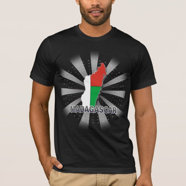 T-shirt Carte 2,0 de drapeau du Madagascar (Devant)