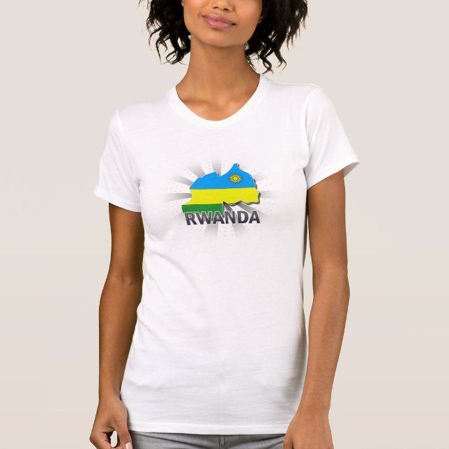 T-shirt Carte 2,0 de drapeau du Rwanda (Devant)