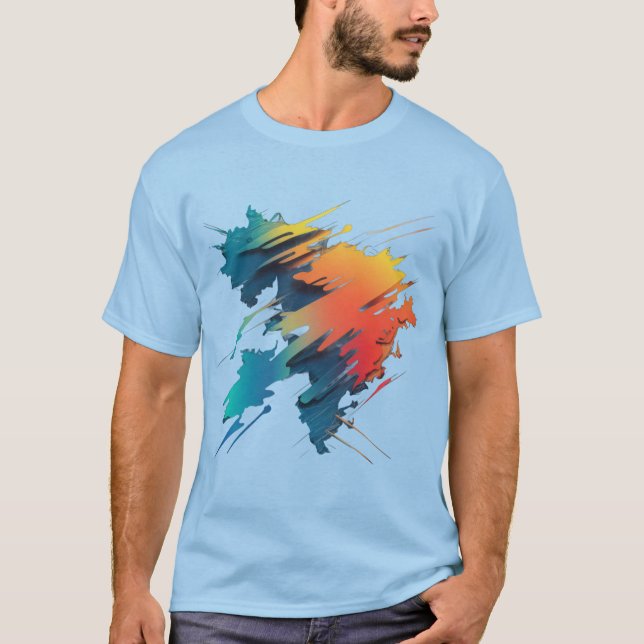 T-shirt Carte Abstraite dynamique : Couleurs audacieuses e (Devant)