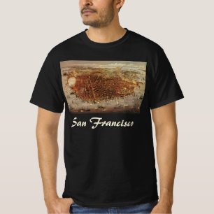 T-shirt Carte aérienne ancienne, ville de San Francisco, C