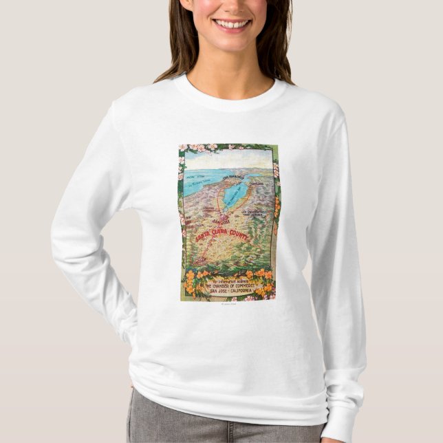 T-shirt Carte aérienne du comté de Santa Clara (Devant)