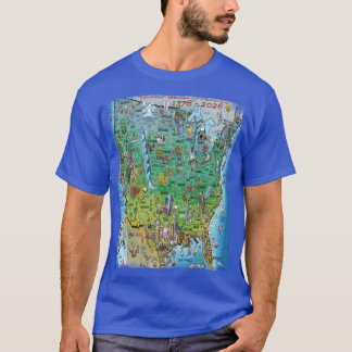 T-shirt Carte affiche divertissante des États-Unis d'Améri