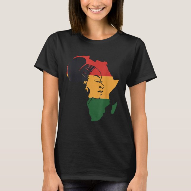 T-shirt Carte Africaine Distressée Avec La Reine Afro En A (Devant)