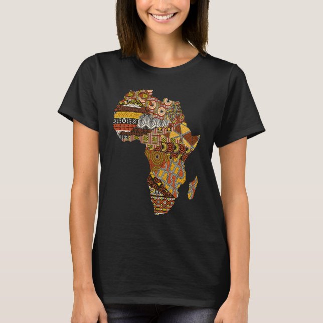 T-shirt Carte Afrique Kente Cloth Black History Mois Afro  (Devant)