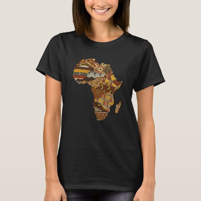 T-shirt Carte Afrique Kente Cloth Black History Mois Afro  (Devant)