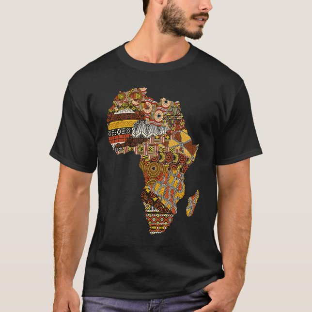 T-shirt Carte Afrique Kente Cloth Black History Mois Afro  (Devant)