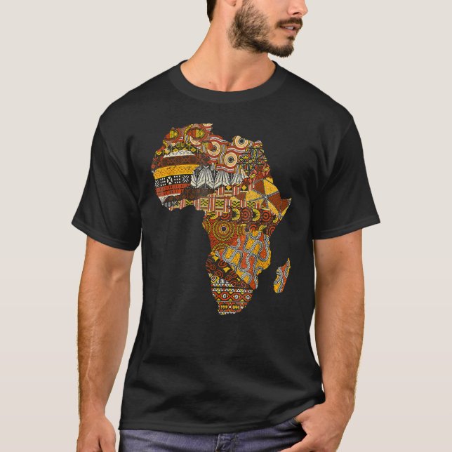 T-shirt Carte Afrique Kente Cloth Black History Mois Afro  (Devant)