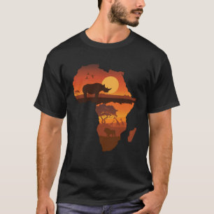 T-shirt Carte Afrique Lion Rhino Animaux Big Five Safari