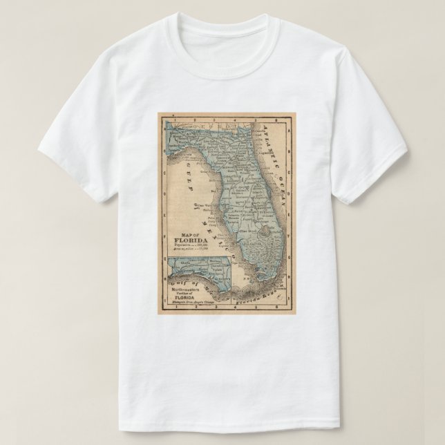 T-shirt Carte ancienne de Floride golfe du Mexique (Design devant)