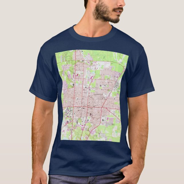T-shirt Carte ancienne de Gainesville Floride 1966 format  (Devant)