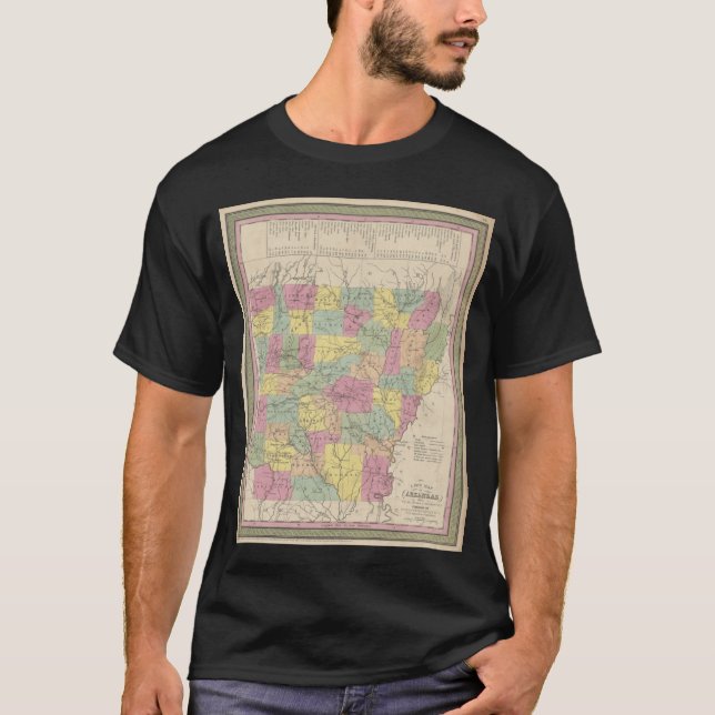 T-shirt Carte ancienne de l'Arkansas 1853 (Devant)