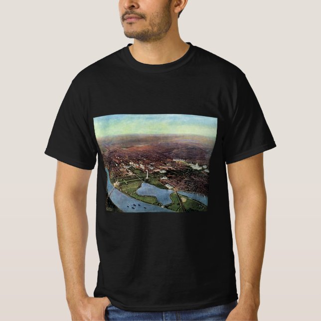 T-shirt Carte ancienne de Washington DC et de la rivière P (Devant)