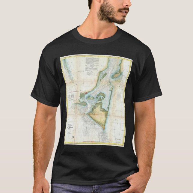 T-shirt Carte ancienne du Cape Fear (1857) (Devant)